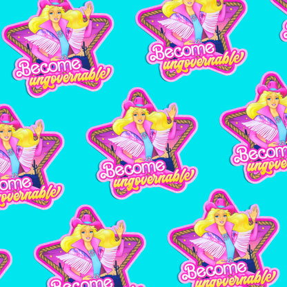 Defiant Dolly Become Ungovernable Glitter Sticker